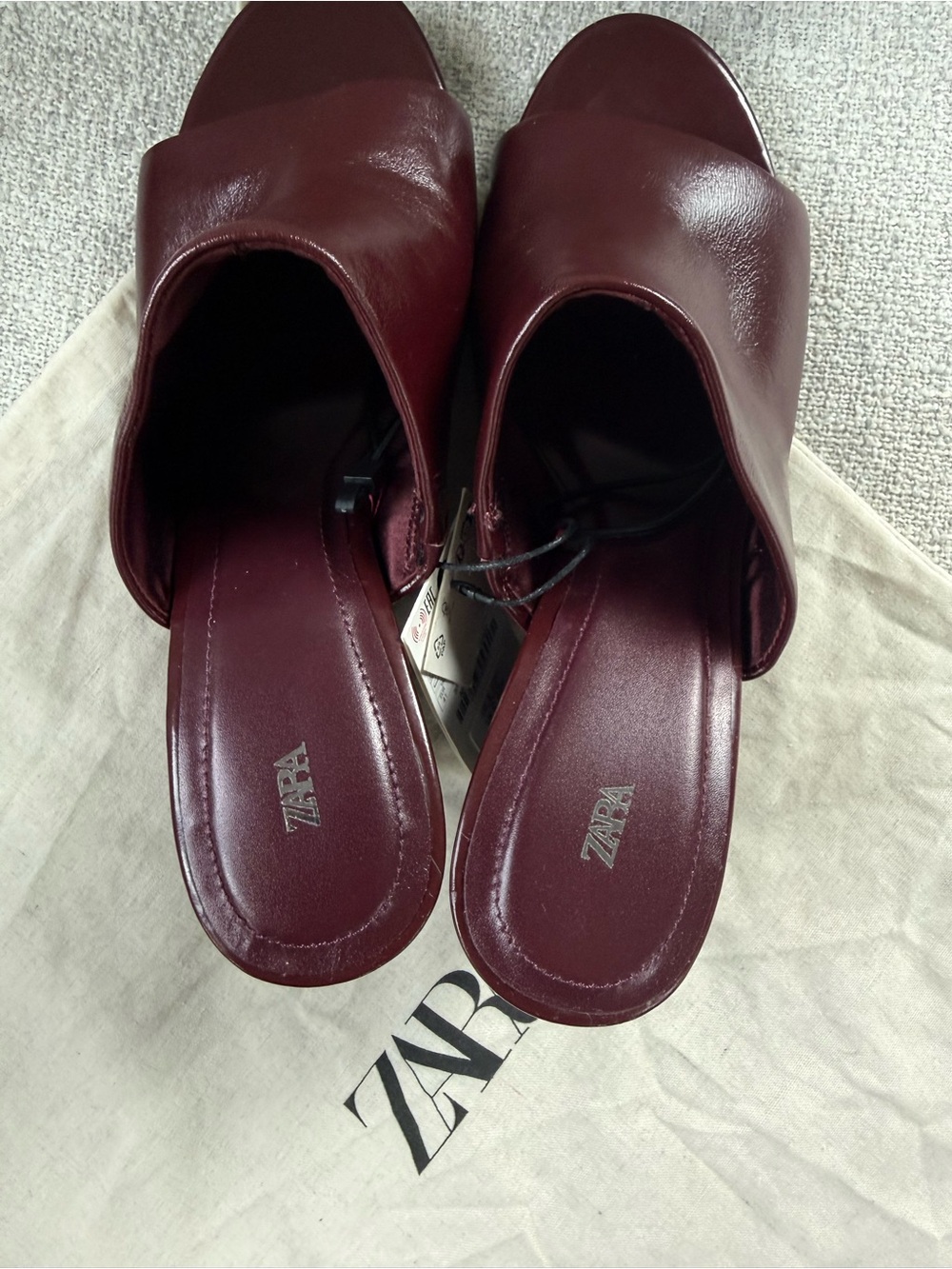 Zara Open-Toe Wedge Slides - Burgundy - Picture 11 of 13